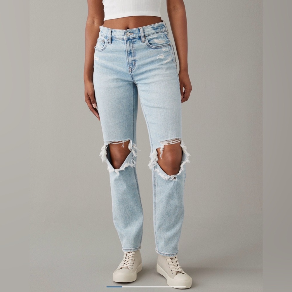 AE Super High Rise Ankle Straight Jeans